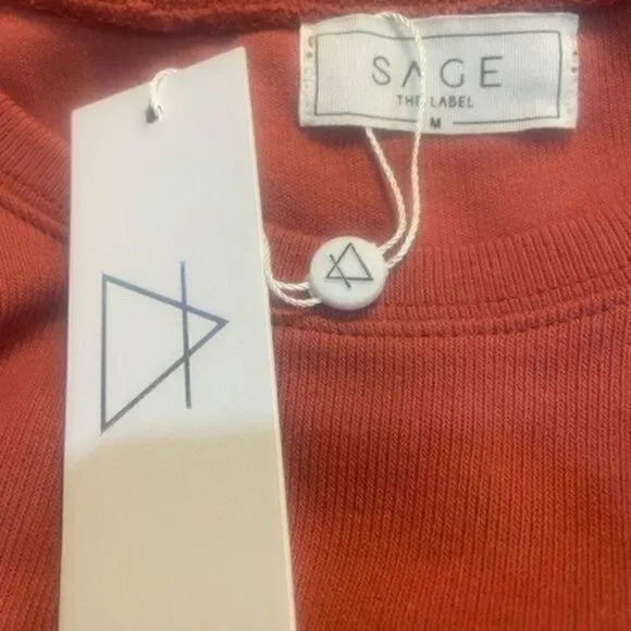 Sage The Label Wildflowers Luxury Sweatshirt Self Tie Sleeve Medium NWT - Picture 4 of 8